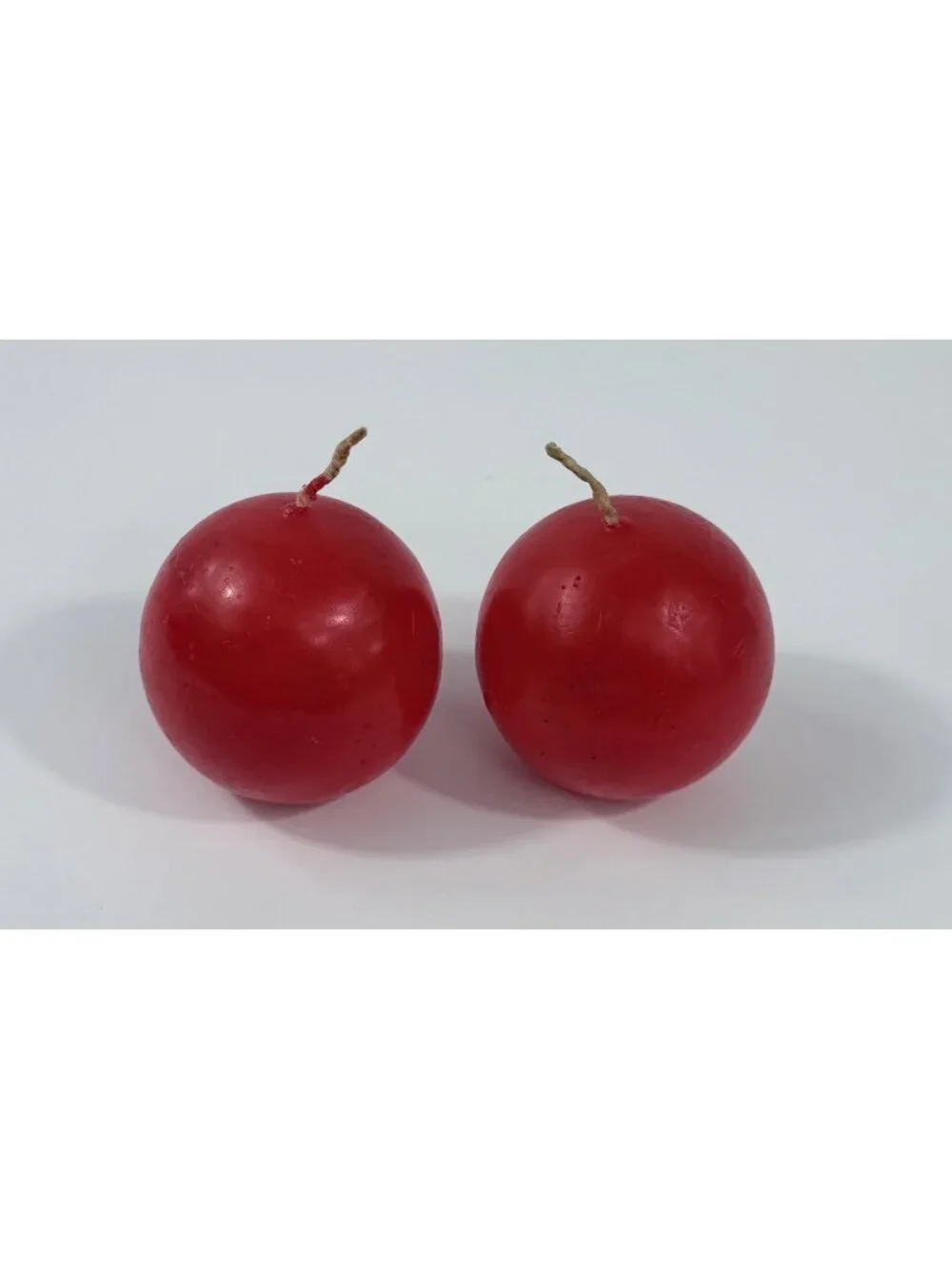Vintage 1970s Round Scandinavian MCM Red Parrafin Spherical Ball Candles Set Of